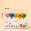 Estilo ins decoração de bolo de aniversário de desenho animado velas flores chapéus de festa urso de pelúcia rosto sorridente corações velas de aniversário infantil