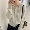 Nuevo cárdigan de punto trenzado tipo polar con capucha holgado de estilo coreano para Otoño/Invierno 2026, suéter versátil para el trabajo que estiliza