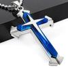 Colar de cruz de metal Amazon direto da fábrica, europeu e americano, com pingente de cruz simples e corrente