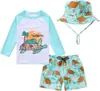 Traje de Banho Infantil Masculino Duas Peças Personalizado Desenho Animado Fofo Proteção Solar Secagem Rápida Calção de Natação Bebê Coreano Bebê Ins