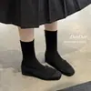 Botines de Tobillo Planos con Borlas de Gamuza, Cremallera Lateral, Punta Delgada, Tallas Grandes 32-42, Botas de Mujer con Caña de Cuero y Lana, Otoño 2026