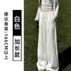 Pantalones anchos de algodón y lino azul marino para mujer, estilo fino de verano, nuevo modelo 2026, rectos de cintura alta con cordón, holgados, adelgazantes, casuales