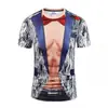 Camiseta Deportiva Elástica Creativa de Manga Corta para Hombre, Musculoso, Sexy 3D, Parodia, Estampado Digital, en Stock