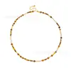 Collar de Oro Chapado con Ojo de Tigre y Perlas Estilo Mismo que Puzuo para Mujer, Cadena de Suéter en Capas con Cuentas Vintage Francés Maillard