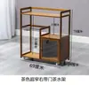 Gabinete de Té Móvil Gabinete Lateral de Cocina Estante para Té Estante Cubo Estante de Almacenamiento de Madera Maciza de Bambú Mesa Lateral de Mesa de Té