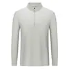 Camisa tipo polo de manga larga, peso pesado, con cremallera media y cuello alto, de lyocell mercerizado de doble cara para primavera y otoño, con logo impreso personalizado, en stock