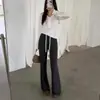 Calças pantalona cinza para mulheres, estilo início de outono, para corpo tipo pera, frescas e com bom caimento, calças de moletom de yoga emagrecedoras, calças com bom caimento 18409