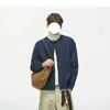 Suéter Cardigan Retro Perezoso de Punto Trenzado para Hombre Otoño/Invierno Bloque de Color Cuello Redondo Tejido