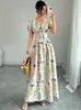 Vestido de Verão 2026 Europeu e Americano Transfronteiriço Feminino com Estampa V-neck Temperamento