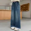 Pantalones de Mezclilla con Adorno de Encaje para Niñas Otoño Nuevo Estilo 2026 Nuevo Pantalones de Pierna Ancha para Personas Bajas Pantalones de Mezclilla Sueltos de Moda