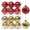 Juego de Bolas de Navidad Rayadas Pintadas a Mano Transfronterizas Decoraciones para Árbol de Navidad Adornos de Navidad Bolas de Edición Limitada Bolas Redondas con Brillo