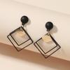 Aretes geométricos de estilo coreano transfronterizo, nuevos de verano, diseño de estilo fresco, combinan con todo, huecos, color dopamina