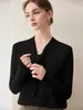 ¡Belleza intelectual! Suéter de cachemira para bebé con diseño de corbata integrada para mujer, tejido de punto ajustado, suéter versátil para usar como capa base