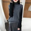Colete Cardigan Tricotado Gola Alta Meia Espesso Lã Pura Novo Outono/Inverno 2026 com Padrão Torcido Sem Mangas Camada