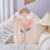 Mameluco de bebé verano ropa de bebé niña flor pequeña tridimensional manga corta ropa fina de bebé ropa de bebé de un año