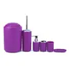 Cubo de basura de plástico para baño baño seis piezas inodoro escobilla de baño dispensador de jabón líquido taza para cepillo de dientes taza de agua caja de jabón
