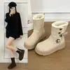 Botas de nieve botas de mujer cálidas de algodón botas cortas 2026 hebilla invierno dos usos moda suela gruesa casual adelgazante