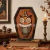Bandeja de Mesa de Madera Retro Americana para Decoraciones de Halloween Fantasma Gato Negro Calabaza Búho Decoraciones para Exhibición en Ventana del Hogar