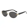 Gafas de Sol Ovaladas Retro Ojo de Gato Sin Montura Estilo Callejero Ins Europeo y Americano Protección UV para Rostro Pequeño Gafas de Sol de Moda para Mujer