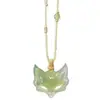 [Fideos Zorro Niebla Verde] Collar Largo Colgante Máscara de Zorro Collar de Cuerda Tejido a Mano Cadena de Lana Colgante