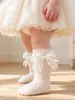 Calcetines de princesa para bebé niña estilo japonés bordado encaje moño calcetines para bebé calcetines de algodón para niños calcetines blancos transfronterizos
