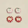 Nuevos Adornos de Botones de Tela a Cuadros de Manzana con Cara Sonriente Accesorios DIY Pegamento de Crema Funda de Teléfono Accesorios para el Cabello Decoración para Crocs