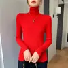 Suéter de gola alta feminino transfronteiriço para outono e inverno, top base de malha canelada de gola alta sem costura, top de malha interno de corte justo