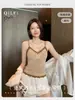 Camisola de encaje cepillado para otoño e invierno para mujer, de lunares, push-up, agradable al tacto, sin costuras, con copa fija, capa interior, camisola básica, espalda bonita