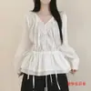 Camisa larga de manga larga con cordón para adelgazar para mujer