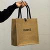 Bolso de lino para mujer, novedad de 2024, sencillo, de gran capacidad, bolso de mano para el trabajo, bolso de lona para ir al trabajo.