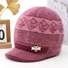 Gorro de Lana Cálido con Forro de Piel de Conejo para Mujer Otoño e Invierno, Gorro de Punto Grueso con Protección para Orejas y Frío para Personas de Mediana Edad y Mayores, Abuela