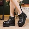 Botas de Nieve con Piel Integrada para Mujer 2025 Otoño e Invierno Nuevo Estilo Botas Cortas de Algodón Lavado de Piel de Vaca Mangas Calientes Botas Cortas de Lana
