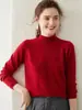 2026 Nuevo Modelo Suéter de Cachemira Grueso de Doble Capa con Patrón de Mariposa para Mujer de Cuello Alto Medio Camisa Base de Punto de Lana
