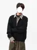Sudadera Gruesa con Retazos de Cuadros Americanos Falsa de Dos Piezas para Hombre y Mujer Otoño Invierno Nuevo Estilo Marca de Moda Diseño Retro Versátil Top