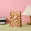 Saco de Embalagem de Papel Kraft Pronto de Fábrica com Estampa de Leopardo Saco de Embalagem Listrado de Desenho Animado Sacola de Papel Portátil para Entretenimento de Festa Sacola de Presente