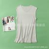 Camiseta sin mangas de seda con cuello en V para hombre de hombro ancho Seda de morera Suelta talla grande Mediana edad Fresca Cómoda Sudadera Verano Fina