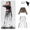 Traje de dança de jazz para meninas, moderno, moderno, moderno, dia de ano novo, roupas infantis, roupa da moda, estampa de leopardo, roupa para apresentação de dança infantil