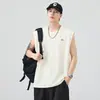Camiseta Regata Masculina de Verão Shanggu Ombro Largo Colete Solto Preto Roxo Damasco Estoque Pronto Tipo Solto
