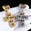 Joyería Cruzada Europea y Americana Hip-Hop para Hombre Colgante de Cruz de Circonita Colorida Accesorios de Collar de Alta Gama Personalización