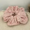 Scrunchie de tricô com bolinhas macio e ondulado estilo coreano, elástico de cabelo de alta qualidade e casual, corda para rabo de cavalo baixo, acessório de cabelo elegante e versátil