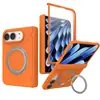 Adecuado para funda de teléfono iPhone Duo, Bisagra de resorte plegable, Succión magnética tipo piel, Soporte giratorio de 360 grados, Funda y película integradas