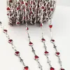 Corrente DIY Bordado Coração Diamante Vermelho Cruz Corrente Feita à Mão Conservação da Cor Corrente para Óculos Pulseira Material para Combinar com Roupas