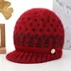 Chapéus de Inverno para Mulheres de Meia-Idade e Idosas Vovó Senhora Idosa Chapéu de Tricô Proteção contra Frio Aquecimento Mais Lã Chapéu de Lã com Proteção para as Orelhas para Mãe