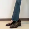 Zapatos Negros de Charol Elegantes con Punta Cuadrada Estilo Retro, Suela Blanda y Tacón Alto para Mujer, Zapatos Bajos sin Cordones con Tacón Grueso, Talla Grande, Adecuados para el Viaje Diario