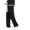 Calça Jogger Casual de Veludo Cotelê de Perna Larga Masculina com Forro de Lã Grossa Solta Reta Longa