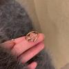 Anillo abierto de oro rosa con esmalte de gota dulce y fresco, diseño de nicho para mujer, anillo ligero de lujo de alta calidad que combina con todo.