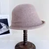 Sombrero de Pescador de Ala Ancha con Forma de Espiga de Trigo Estilo Nacional Retro, Gorro de Punto de Lana Australiana para Otoño e Invierno, Sombrero de Cubo con Hilo Dorado y Plateado