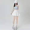 Estilo Nuevo Primavera y Verano Casual Color Sólido Versátil Anti-Exposición Falda Floral Elástica de Cintura Alta Corta para Mujer