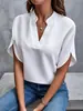 Amazon Europa y América Comercio Exterior Transfronterizo Verano 2025 Casual Color Sólido Cuello en V Camisa Holgada Top Mujer