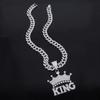 Collar de Diamantes de Aleación Corona Rey Hilera Sencilla Colgante de Diamantes para Hombres y Mujeres Estilo Hip-Hop Personalizado Joyería de Diamantes Completa al Por Mayor